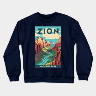 A Vintage Travel Art of the Zion National Park - Utah - US Crewneck Sweatshirt